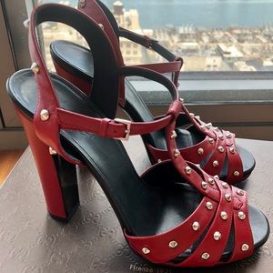 New NIB Gucci Red Studded Heels - Melville 39 9